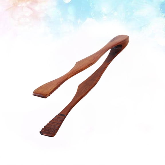 HEMOTON Wooden Food Tongs for Kitchen Use Lightweight Brown Synthetic Material Suitable for Home