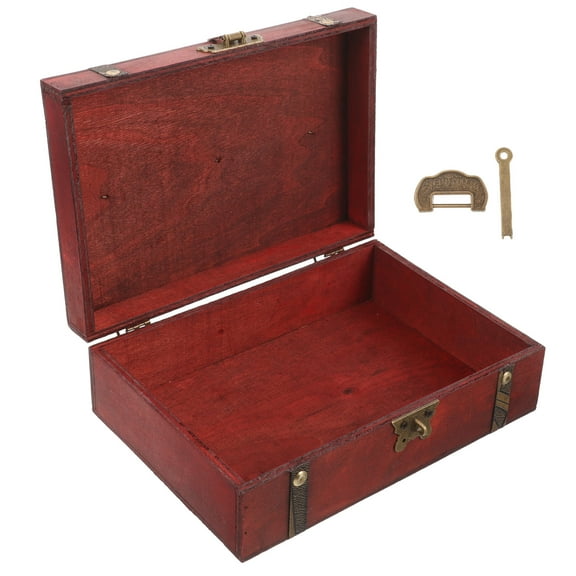 HEMOTON Wooden Jewelry Organizer with Copper Details for Home Use Brown Vintage Style Storage Box 6.5x4.5x3 Inches