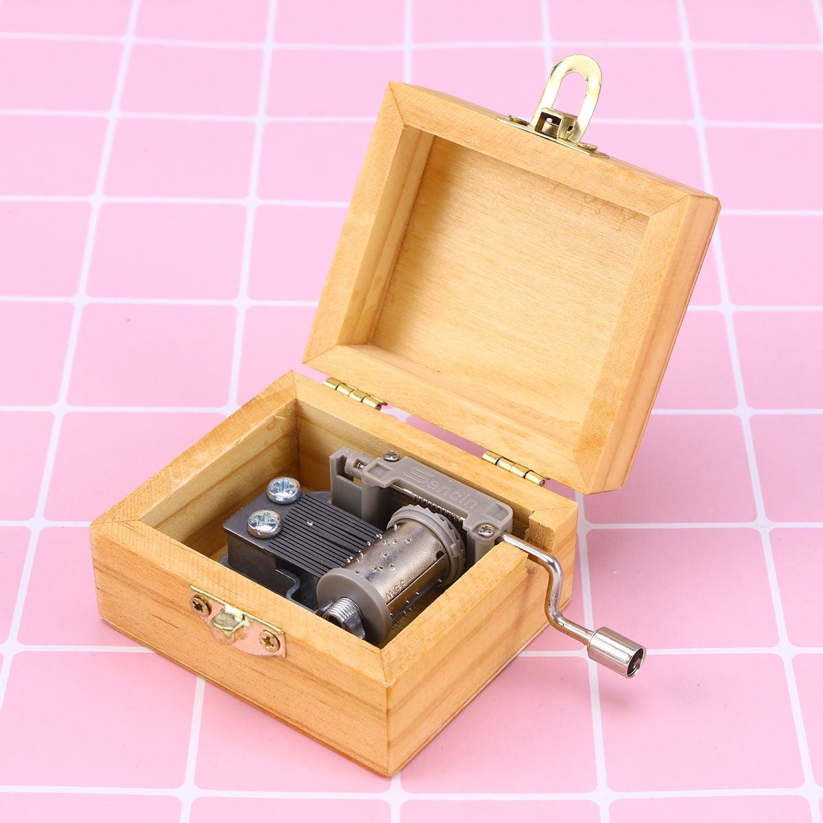 HEMOTON Wooden Music Box Hand-cranked Miniature Wind Up Handmade ...
