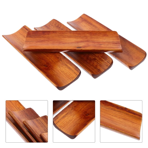 RENACLIPY 4-Pack Wooden Serving Trays with Coffee Finish, Rectangular Napkin Holders for Kitchen and Dining Table Use