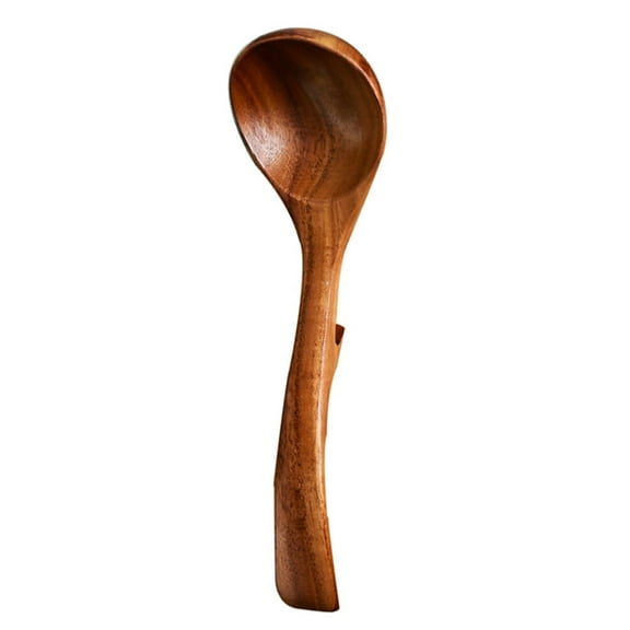 SOPOTUTU Wooden Japanese Style Hook Spoon Acacia Wood Coffee Stirrer Hot Pot Soup Ladle Kitchen Utensil
