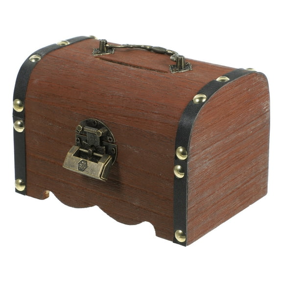 SOPOTUTU Light Brown Wooden Treasure Box Buckle Lock for Daily Storage and Home Organization