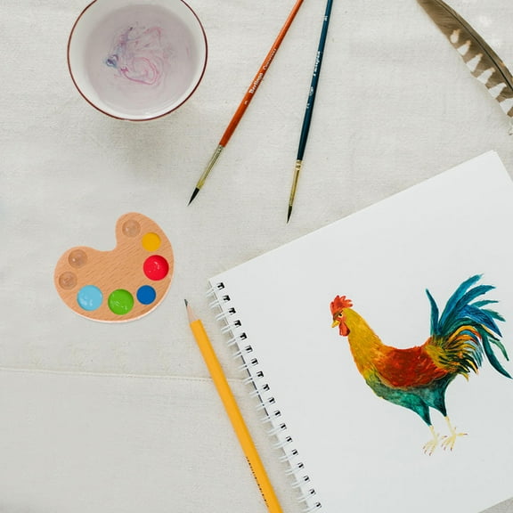 HEMOTON Wooden Watercolor Palette Box with Lid for Storage Light Brown Durable Paint Palette 9.5 x 6.5 Inches