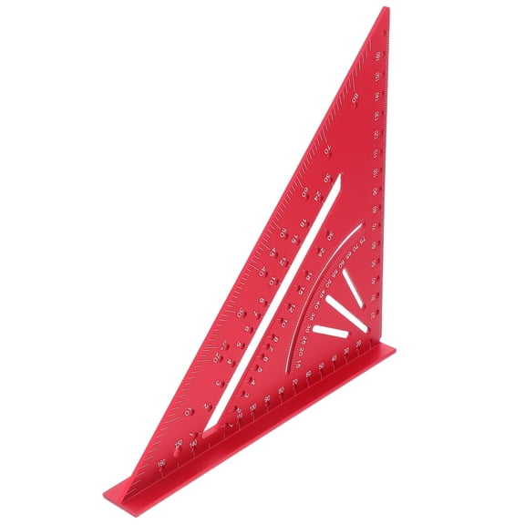 SOPOTUTU Red Aluminum Alloy Carpenter Triangle Ruler with 90 Degree Angle for Precise Woodworking and Measuring