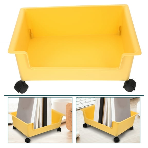 HEMOTON Yellow ABS Storage Box with Wheels for Easy Organization and Longterm Use in Dormitory or Home 12.5x8.3x6.7 Inches
