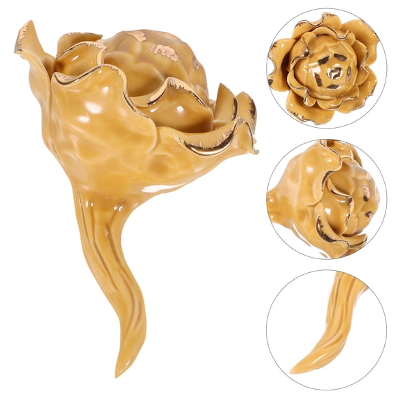 HEMOTON Yellow Ceramic Flower Ornament for Decoration Elevates Home with Elegance and Sophistication