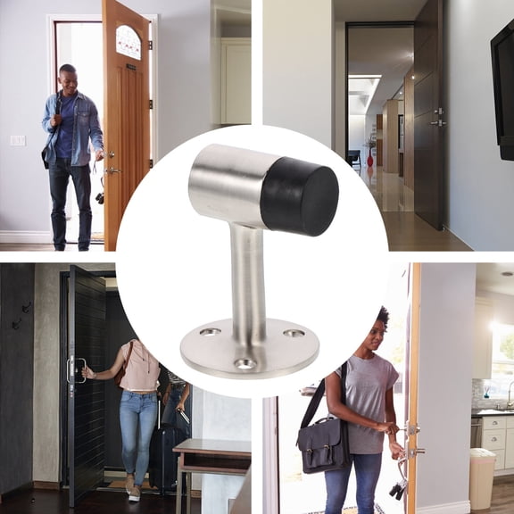 HEMOTON  Zinc Alloy Door Stopper Balcony Heightened Wind Household Silver