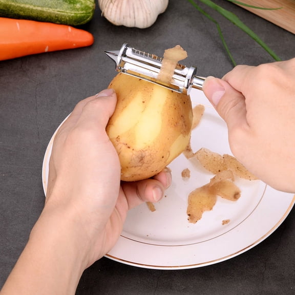 HEMOTON Zinc Alloy Fruit Peeler Multifunctional Potato Carrot Peeler Gourd Grater Paring Kitchen Gadget (Green)