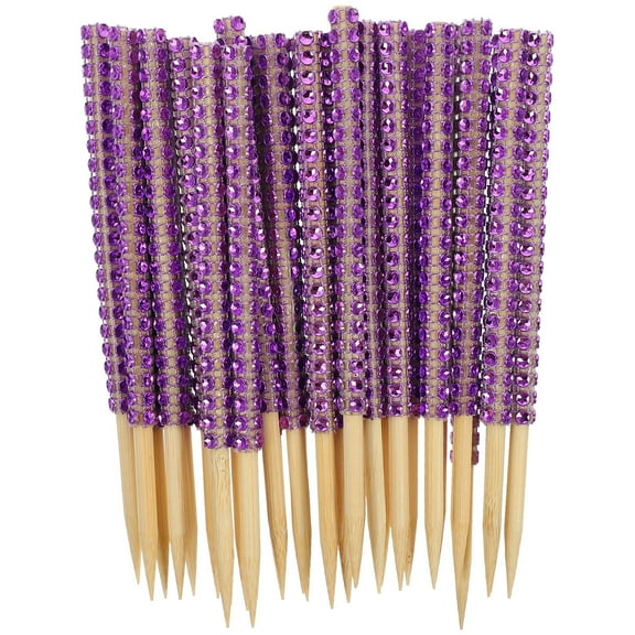 DEEPCRAFF Candy Apples Sticks Violet 30Pcs 6Inches Long With 3.1Inches Glitter Section