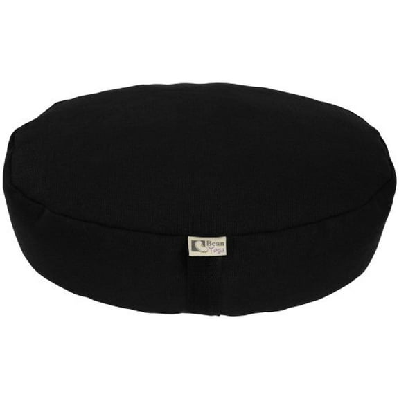 HEMP BLACK - Oval XL Zafu Meditation Cushion - Yoga - Organic Buckwheat Fill - Made in USA