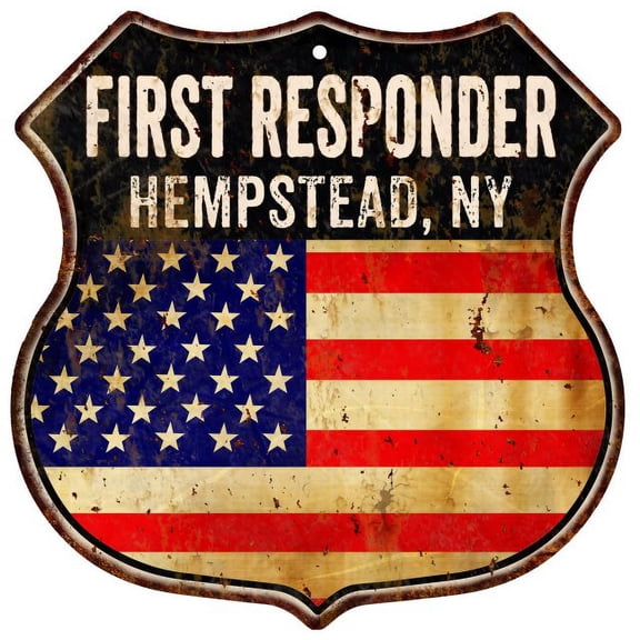 HEMPSTEAD, NY First Responder USA 12x12 Metal Sign Fire Police 211110022673