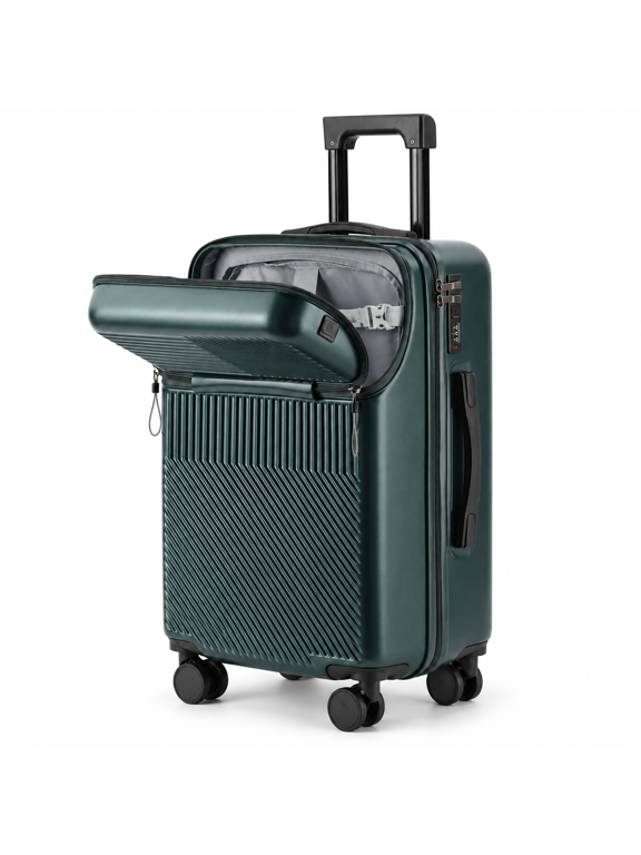 20 Inch ABS+PC Material Luggage, Travel Function Boarding Case, Big Capacity Suitcase With Password Lock And Wheels, Green