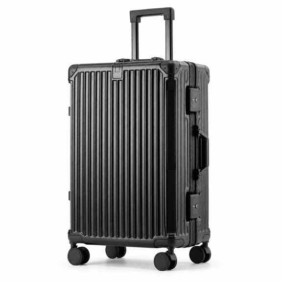 HEMXSZH 20-Inch Carry-On Luggage, PC Hardside Suitcase with Aluminum Frame, TSA Lock, USB Charging Port, Cup Holder and Phone Holder,Black