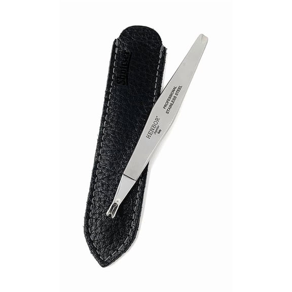 HENBOR Surgical Premium Stainless Steel Cuticle Remover Professional Manicure Pedicure Cuticle Cutter Tool - 12cm Handcrafted in Premana Italy with Shpitser Leather Case