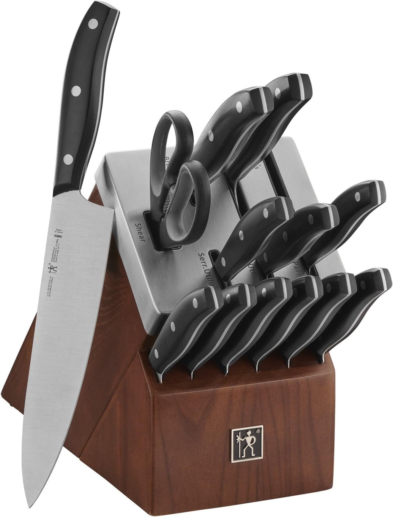 Henckels 14-Piece Self-Sharpening Knife Block Set with Stainless Steel Cap