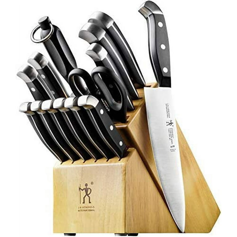  HENCKELS Statement Razor-Sharp 15-Piece White Handle Knife Set  with Block, German Engineered Knife Informed by over 100 Years of Mastery &  KitchenIQ 50009 Edge Grip 2-Stage Knife Sharpener, Black: Home 