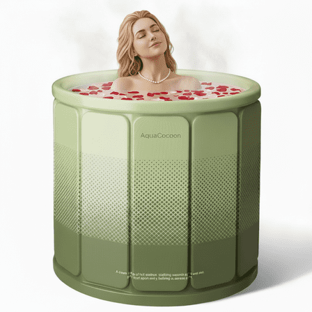 HENG.Co Portable Foldable Bathtub for Adult Folding Bathtub Boys and Girls Tub for Home Shower Soaking Hot SPA and Ice Bath Tub, Green