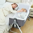 thumbnail image 1 of HENG Co. 5-in-1 Foldable Baby Bassinet with Changing Table, Adjustable Height Bedside Crib for Infants, Gray, for 0-24 Months, 1 of 10