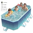 thumbnail image 1 of HENG Co. Foldable Above Ground Pool, Large Non-Inflatable Outdoor Swimming Pool for Adults & Kids, Portable Collapsible Design, Sky Blue, 1 of 8