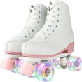 thumbnail image 1 of HENG Co. Roller Skate, Adult Teen Classic High Top Skates with Light up Wheels, White And Pink Wheel (Women's 6 / Men's 5), 1 of 10