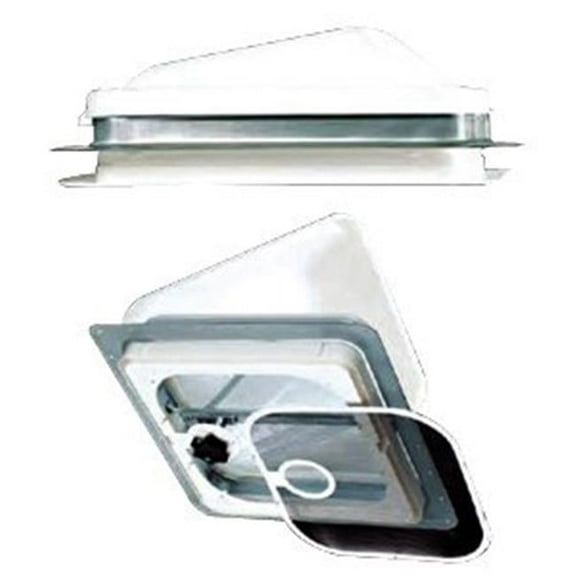 HENG IND V771401C1G Roof Vent- Manual Opening- 14 X 14 In. - Pure white screen frame/ white lid/ colonial white base