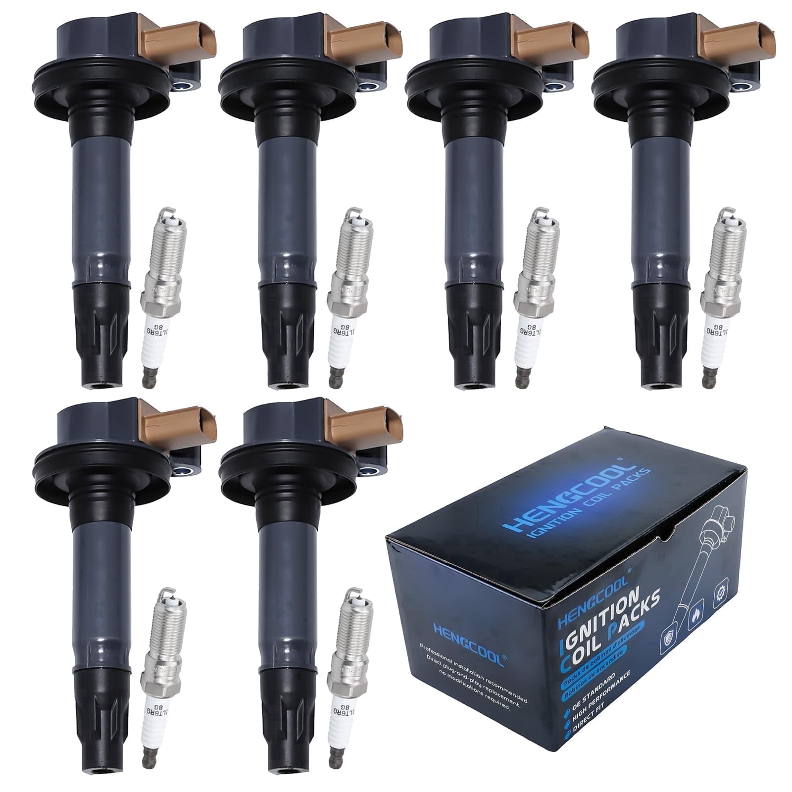 HENGCOOL Set of 6 Ignition Coil Packs & Spark Plugs Kit UF646 Compatible with Ford & Lincoln V6 3.5L Ecoboost 2011-2016 F-150, Flex, Expedition, Explorer, Taurus, Transit 150 BL3Z-12029-C DG549