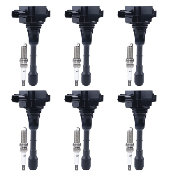 HENGCOOL UF550 Ignition Coil Pack and Spark Plugs for Infiniti & Nissan 3.5L FX35 EX35 G25 G35 JX35 Q50 Q70 QX60 Pathfinder Maxima Murano Altima Quest V6 2007-Up, Replace 22448-JA10C Set of 6
