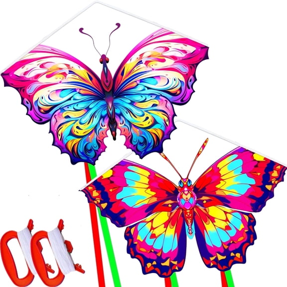 HENGDA KITE 2pack Butterfly Kites with Flying Tools Easy Control Outdoor Toy Polyester