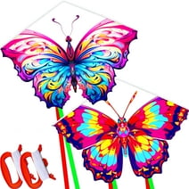 HENGDA KITE 2pack Butterfly Kites Outdoor Toy for Adults and Young Kids Kite with Flying Tools Easy Control Polyester