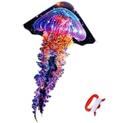 HENGDA KITE 85*44 inch Jellyfish Kite with Long Tail for Family Outside Toy Multicolour Polyester
