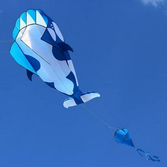 HENGDA KITE for Children and Adults 55inch Soft Whale Dolphin Kite Blue Polyester