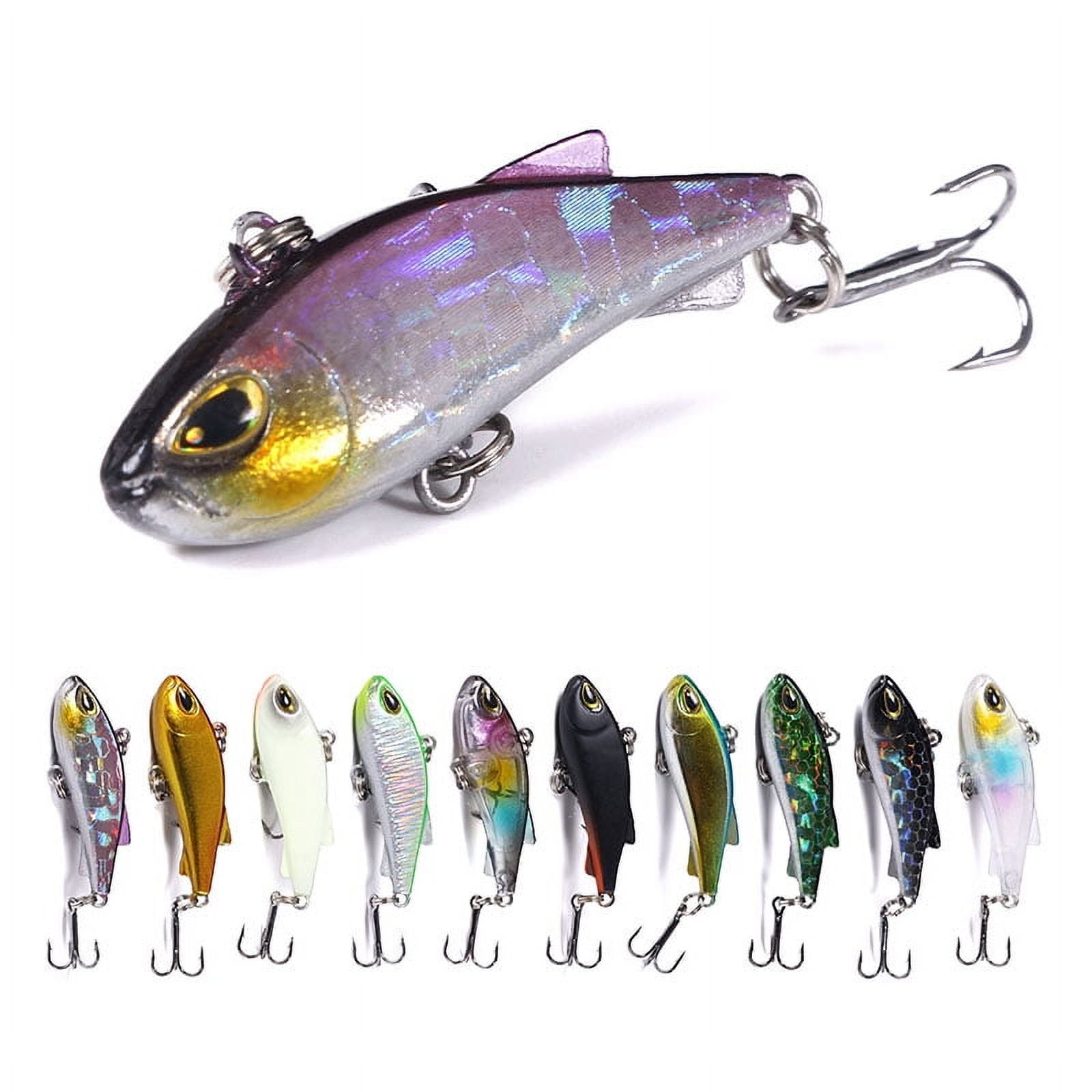 HENGJIA 10 Pack Lipless Crankbaits for Bass Fishing Lures, Sinking Deep Diving Crank Bait, Small VIB Hard Baits Fishing Jigs for Freshwater and Saltwater Bass, Trout, Perch, Walleye