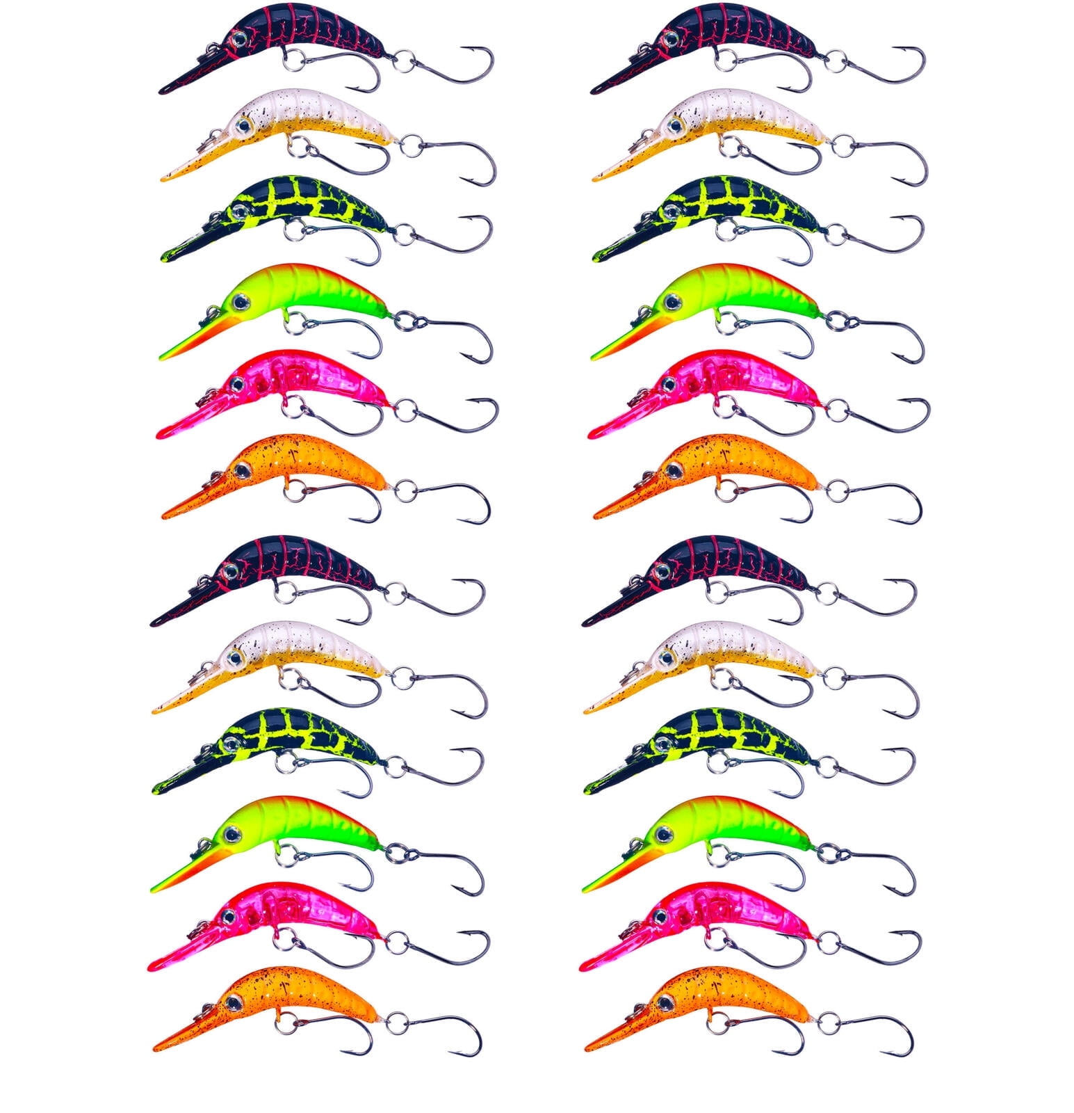 HENGJIA 24 Pack Fishing Lures Hard Baits, 3D Eyes Minnow Fishing Lures Crankbait, Swimbait Fishing Tackle Lure Kit for Freshwater/Saltwater/Topwater, Bass, Trout, Walleye, Redfish