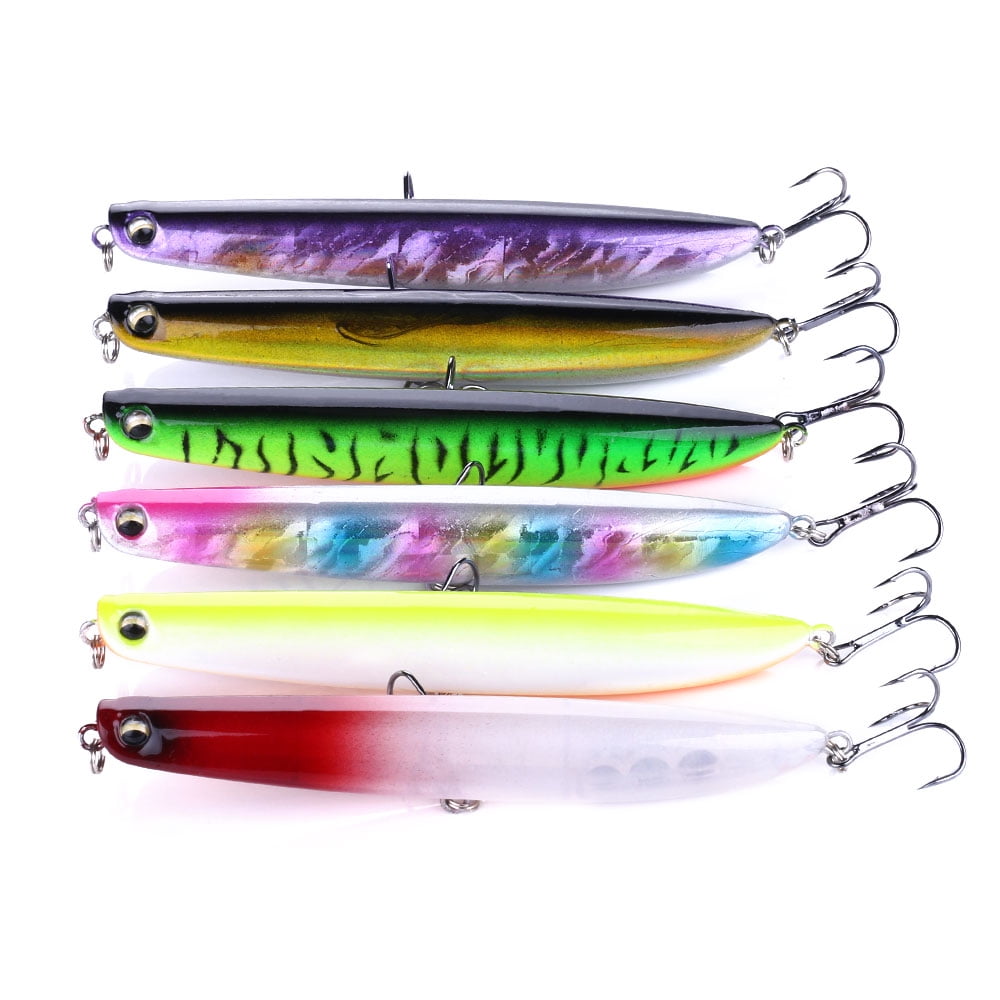 HENGJIA 6PCS Fishing Lures for Bass, Fishing Saltwater Popper Lures Large Topwater Fishing Lures Pencil Lures Sinking Hard Bait Pencil Popper Lure Surf Fishing Lures Pencil Lure, 4.72in/0.63oz