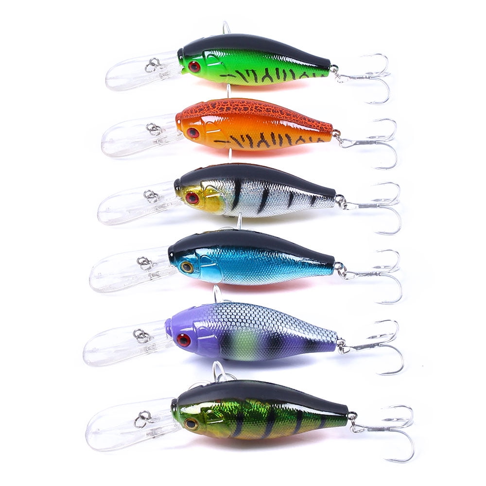 HENGJIA Crankbait Crankbaits for Bass Fishing Crappie Lures 6pcs Deep Diving Crankbait 4.13inches Bass Crank baits