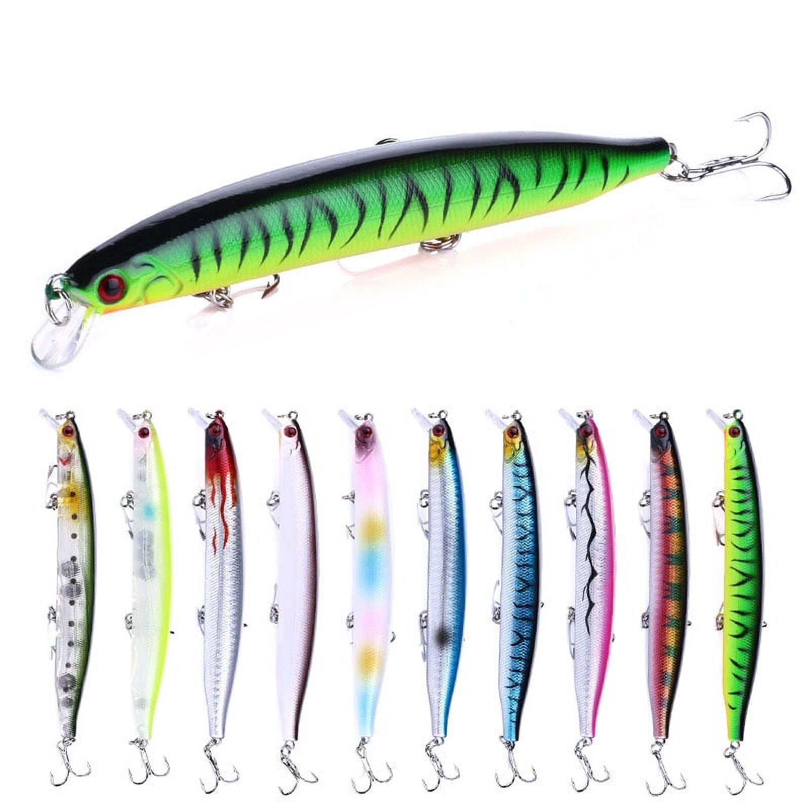 HENGJIA Fishing Deep Diving Fishing Lures Swimbait Large Sinking Minnow Lure Saltwater Jerkbait Lure 10Pcs/kit, 5.31in/0.65oz