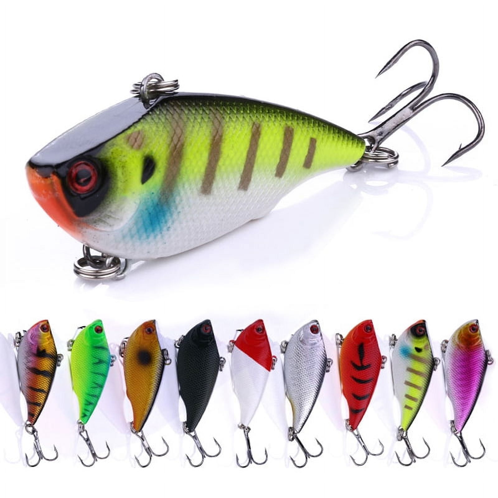 HENGJIA Fishing Lures, 10 Pack Lipless Crankbaits for Bass, Minnow VIB Hard Baits Sinking Slowly 4.92ft Fishing Lure for Saltwater Freshwater Bass, Redfish, Trout, Walleye