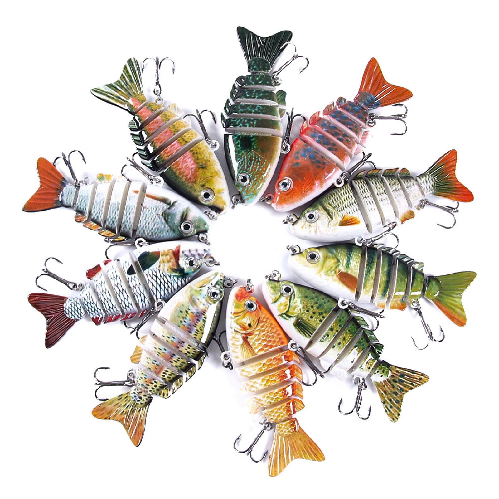 HENGJIA Fishing Lures, 10pcs Large Multi Jointed Fish Fishing Kits Slow Sinking Lifelike Swimbait Freshwater and Saltwater for Trout Bass Lures, 3.15"/0.46oz