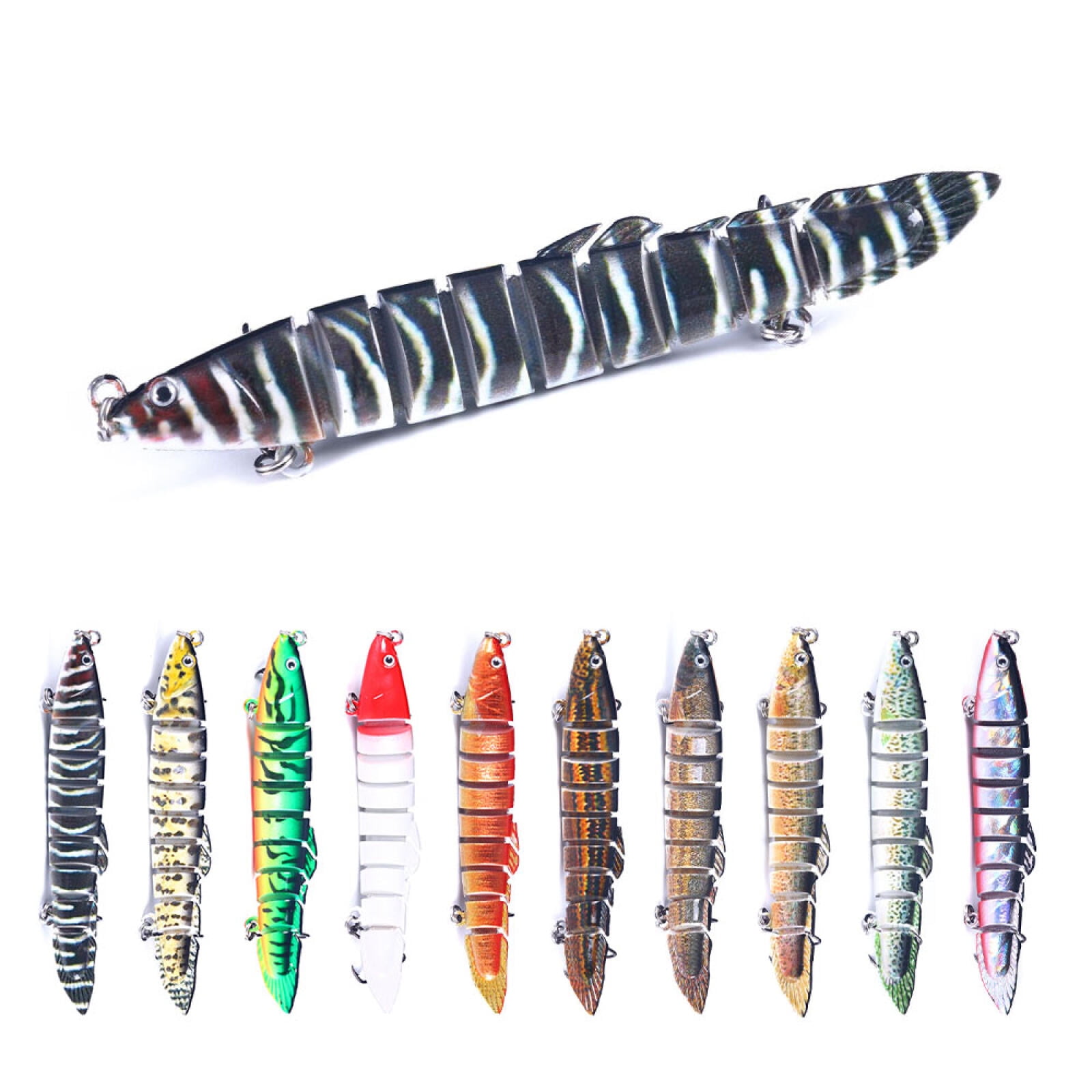 HENGJIA Fishing Lures, 10pcs Large Multi Jointed Fish Fishing Kits Slow Sinking Lifelike Swimbait Freshwater and Saltwater for Trout Bass Lures, 3.94"/0.35oz