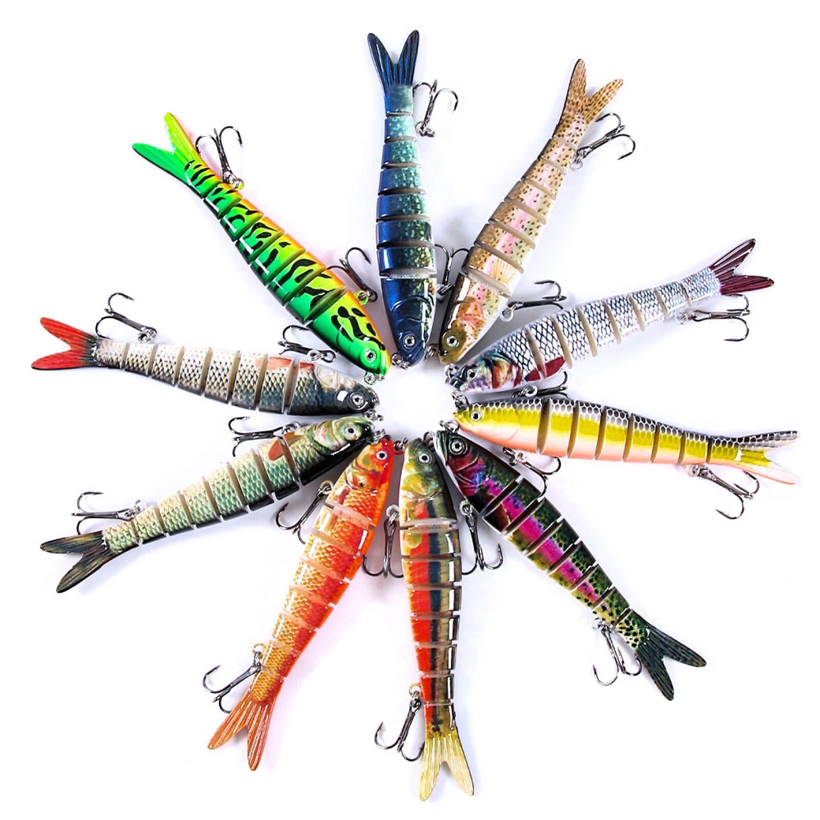 HENGJIA Fishing Lures, 10pcs Large Multi Jointed Fish Fishing Kits Slow Sinking Lifelike Swimbait Freshwater and Saltwater for Trout Bass Lures, 3.94"/0.4oz