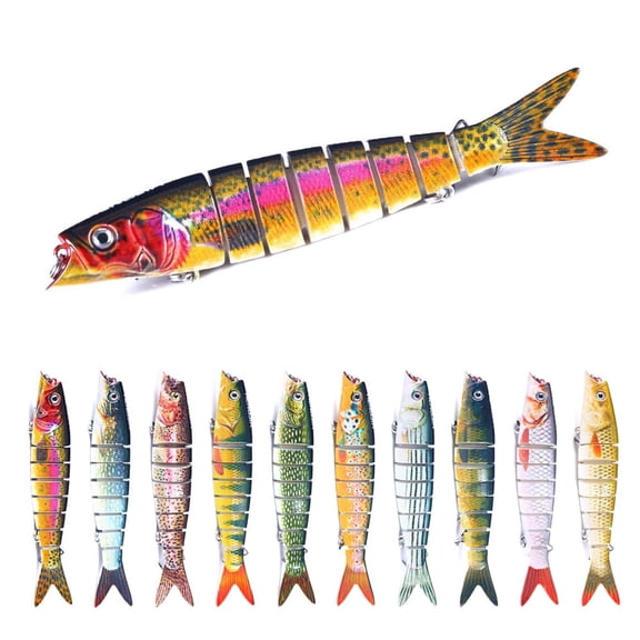 HENGJIA Fishing Lures, 10pcs Large Multi Jointed Fish Fishing Kits Slow Sinking Lifelike Swimbait Freshwater and Saltwater for Trout Bass Lures, 5.31"/0.74oz