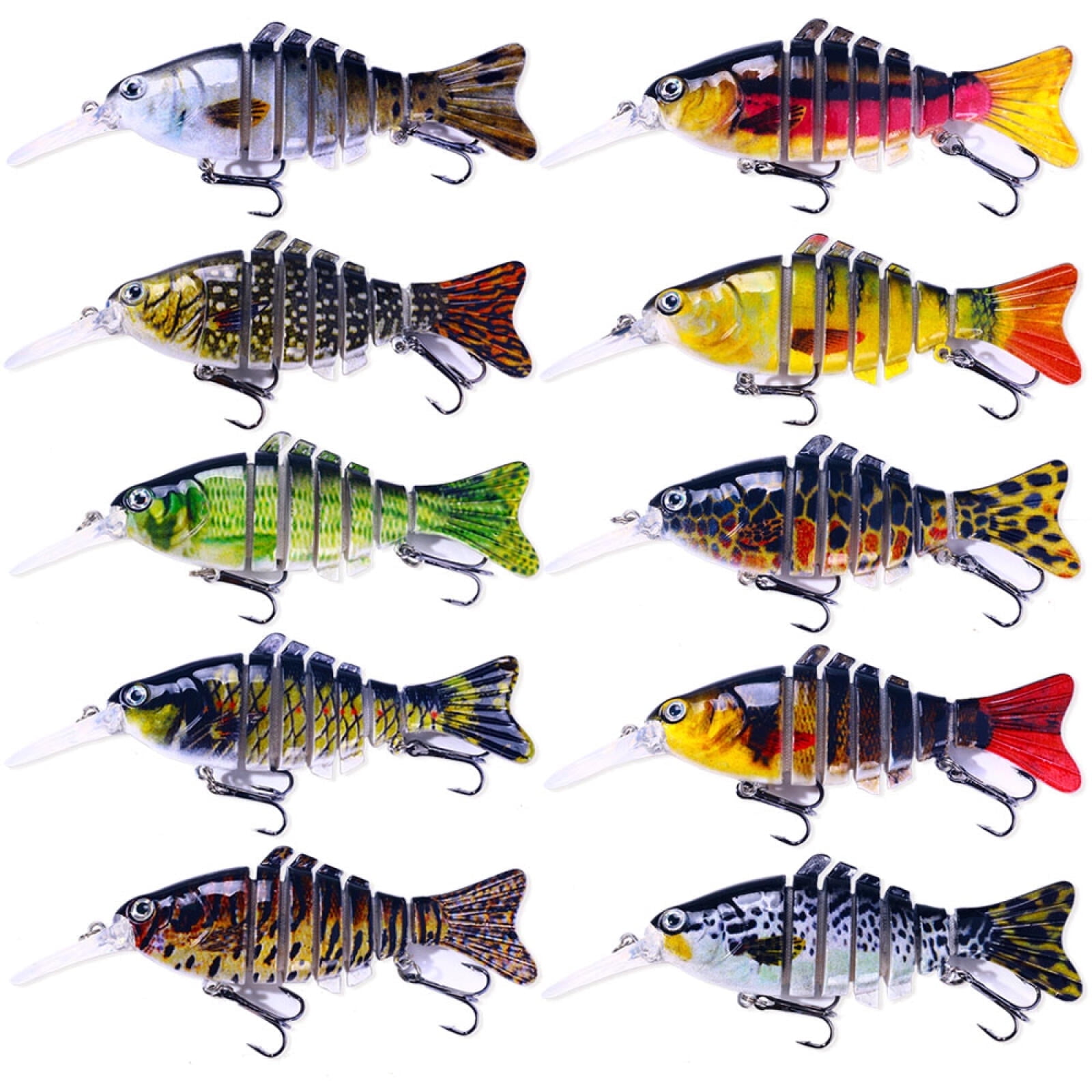 HENGJIA Fishing Lures 10pcs Multi Jointed Fish Fishing Kits Slow Sinking Lifelike Swimbait Freshwater and Saltwater for Trout Bass Lures