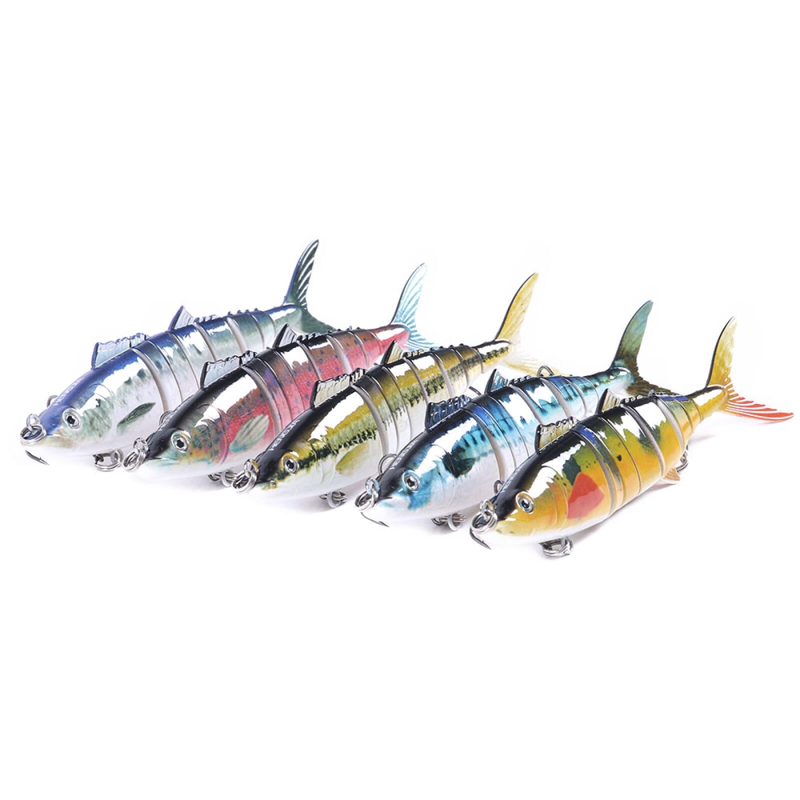 HENGJIA Fishing Lures, 5pcs Large Multi Jointed Fish Fishing Kits Slow Sinking Lifelike Swimbait Freshwater and Saltwater for Trout Bass Lures, 7"/1.34oz