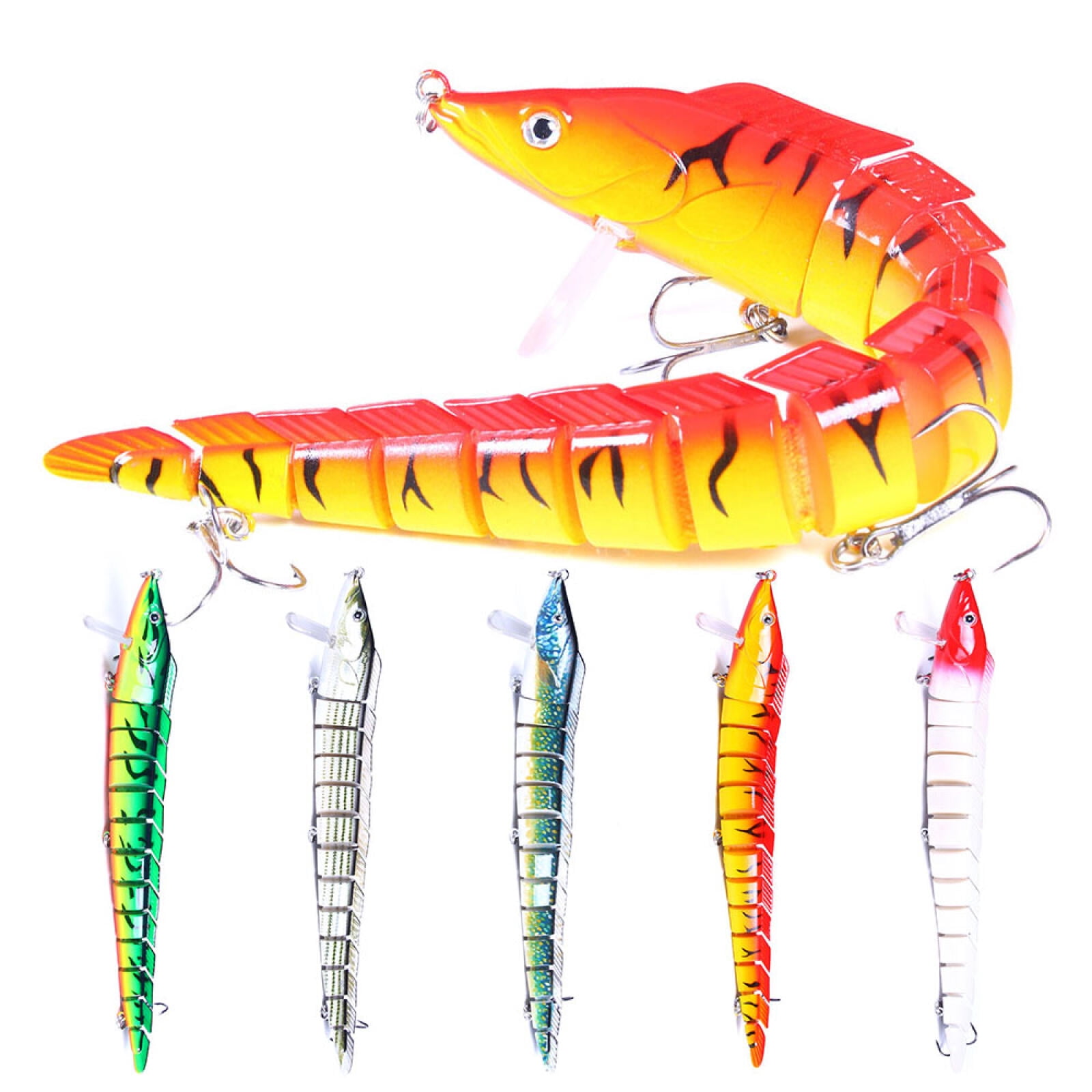 HENGJIA Fishing Lures 5pcs Large Multi Jointed Fish Fishing Kits Slow Sinking Lifelike Swimbait Freshwater and Saltwater for Trout Bass Lures, 9.05"/1.62oz
