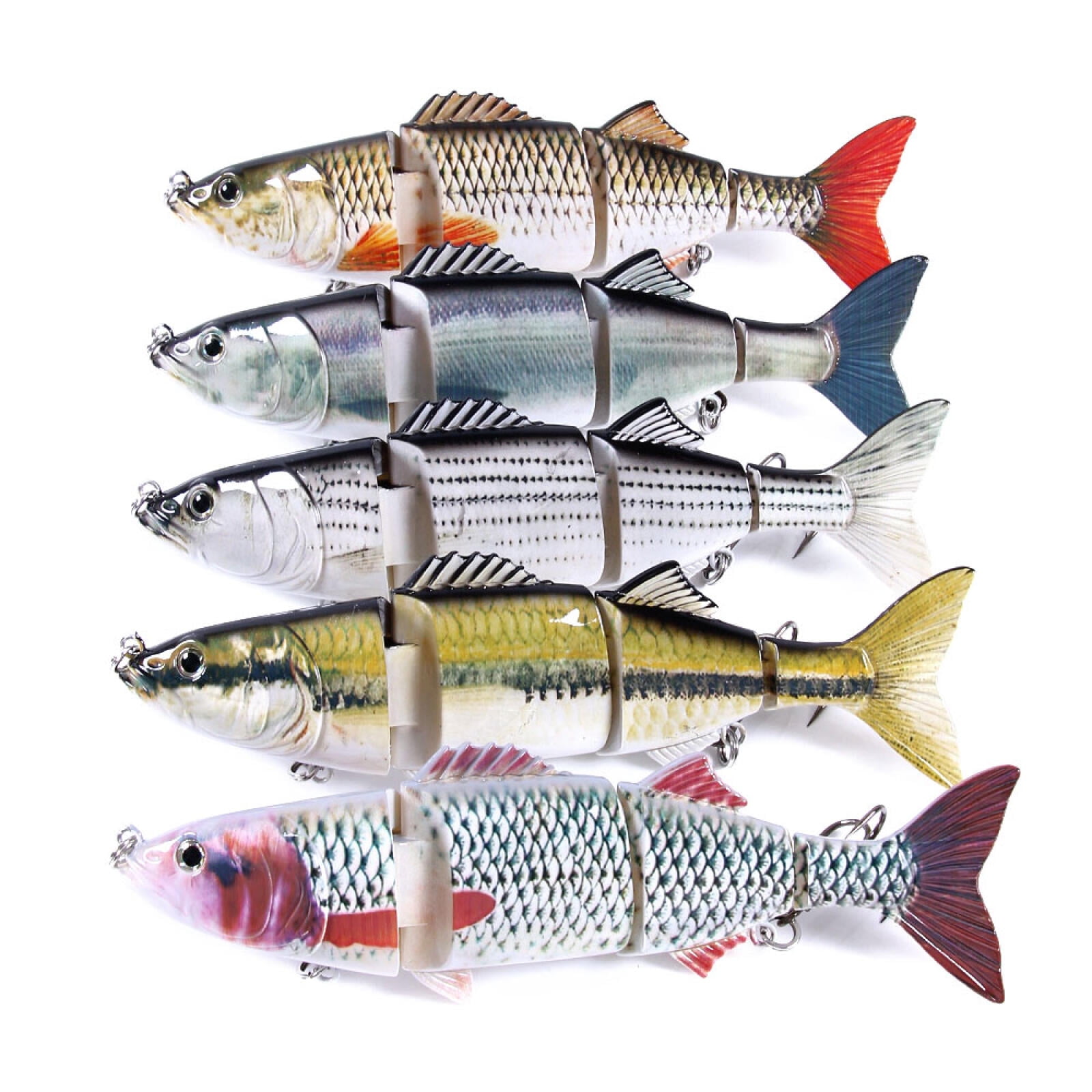 HENGJIA Fishing Lures, 5pcs Large Multi Jointed Fish Fishing Kits Slow Sinking Lifelike Swimbait Freshwater and Saltwater for Trout Bass Lures, 9.45"/4.94oz