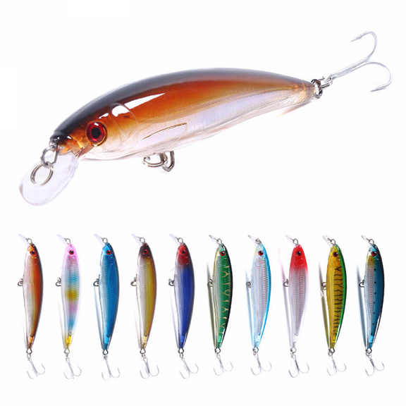HENGJIA Fishing Lures 6.3in Large Hard Bait Minnow VIB Lure with Treble Hook Life-Like Swimbait Fishing Bait Popper Crankbait Sinking Lure for Trout Bass Walleye Redfish, 10PCS