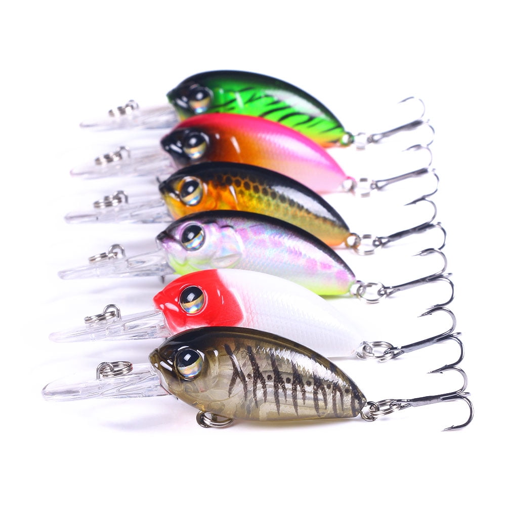HENGJIA Fishing Lures, 6pcs Crankbaits Fishing Lure Set 6cm 5g Shallow Deep Dving Fishing Hard Baits for Bass Trout Freshwater and Saltwater