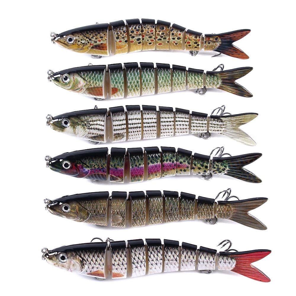 HENGJIA Fishing Lures, 6pcs Large Multi Jointed Fish Fishing Kits Slow Sinking Lifelike Swimbait Freshwater and Saltwater for Trout Bass Lures, 4.92"/0.77oz