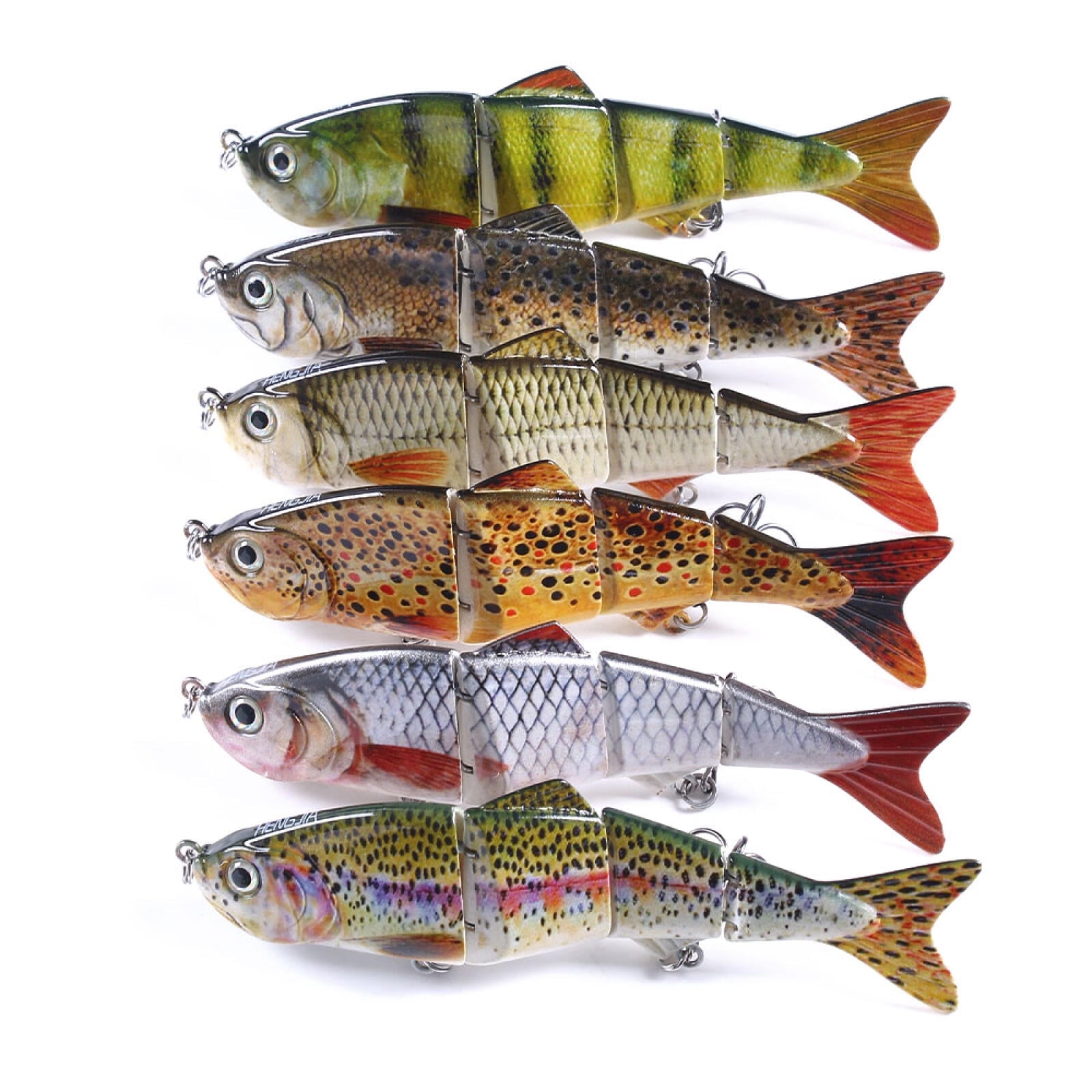 HENGJIA Fishing Lures 6pcs Multi Jointed Fish Fishing Kits Slow Sinking Lifelike Swimbait Freshwater and Saltwater for Trout Bass Lures, 4.72"/0.59oz