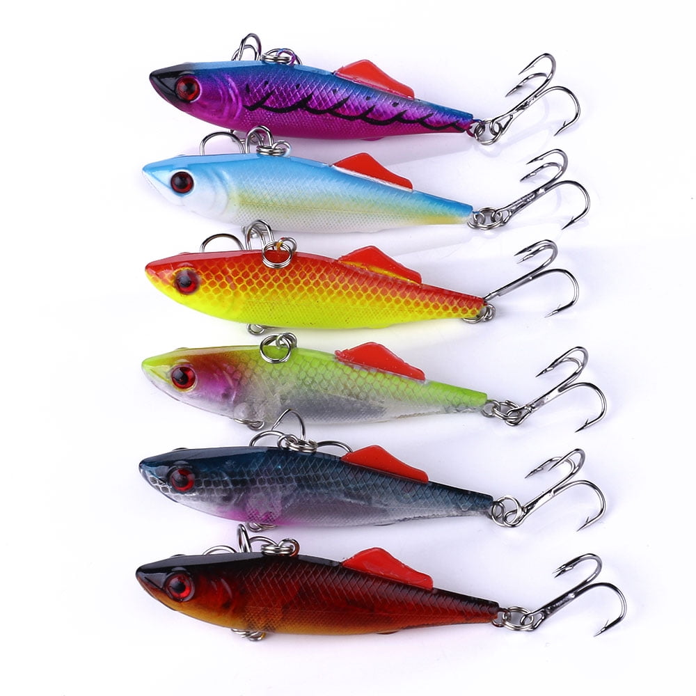 HENGJIA Fishing Lures Bass, 6 Pack Deep Diving Lipless Crankbaits for Bass Minnow VIB Lifelike Hard Baits Sinking Fishing Lure for Bass, Redfish, Trout, Walleye Saltwater Freshwater
